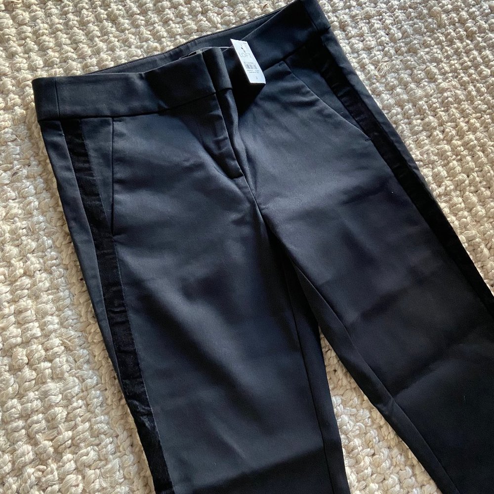 NWT Loft Black Marisa Skinny Ankle Pant w/ Velvet Detail, Size 2